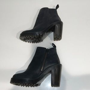 Dr. Martens Magdalena Black Leather Platform Ankle Boots, Size 7